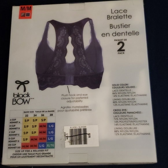 🌹2pcs for $25🌹 Black Bow Lace Bralette, 2-pack - Picture 6 of 6